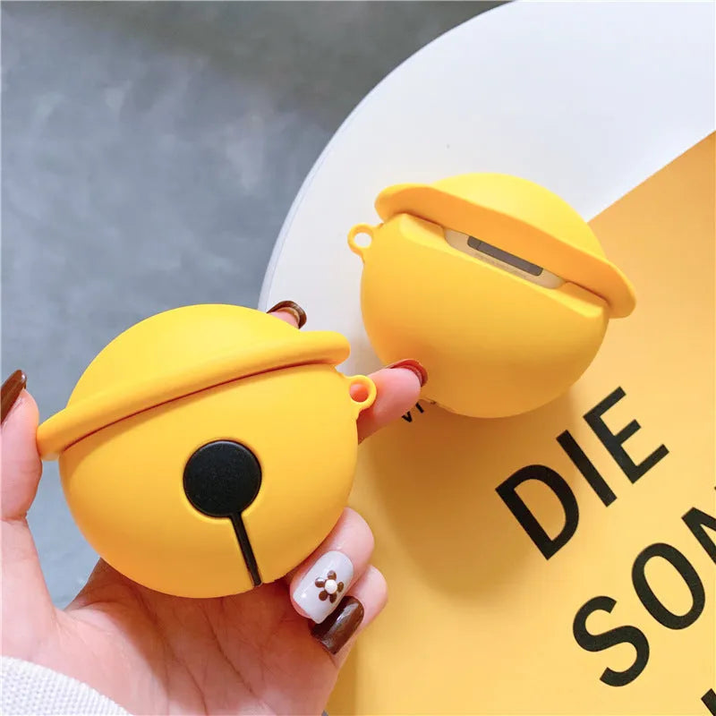 Yellow silicone protective case for AirPods 1 and 2 generation wireless earbuds