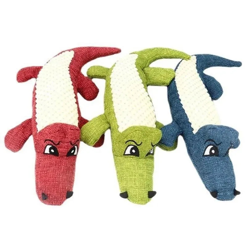 Corn fibre pet plush toy with biting sound feature for cats and dogs in blue, green, or red colours