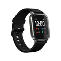 Black waterproof smart bracelet with 1.4-inch touchscreen displaying heart rate monitoring interface