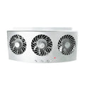 Black and white USB car ventilation fan for vehicle cabin air circulation