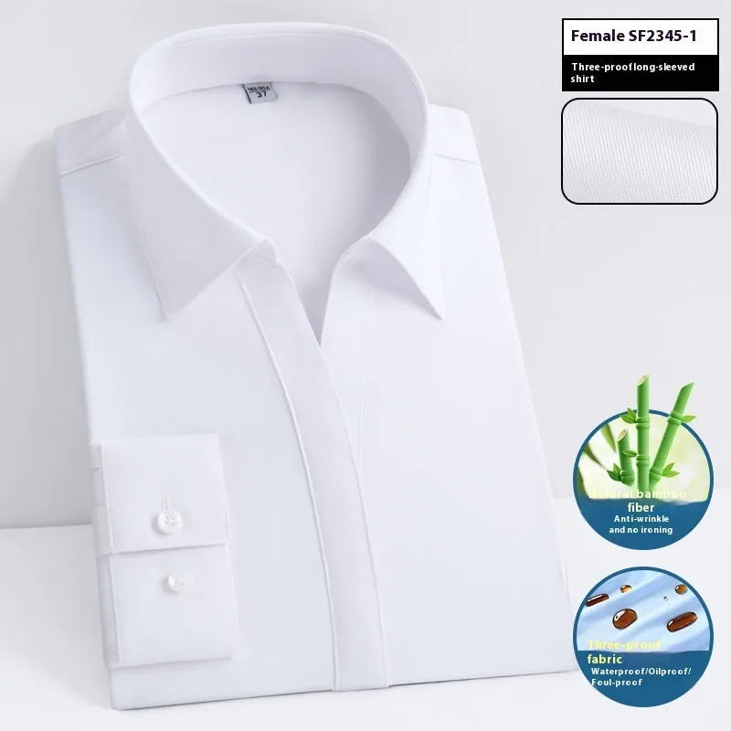 Men's waterproof bamboo fibre business shirt in slim fit cardigan style with square collar