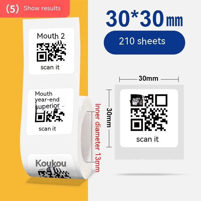 Roll of white 40x40mm thermal adhesive label paper for retail pricing applications