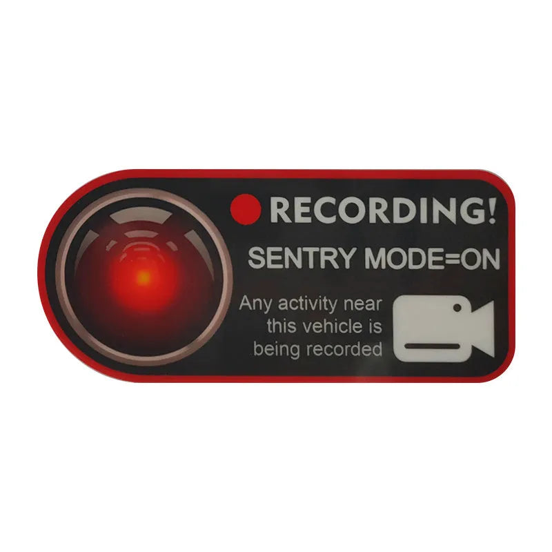 Tesla Sentinel Mode warning stickers PVC electrostatic vinyl 11x5cm English version