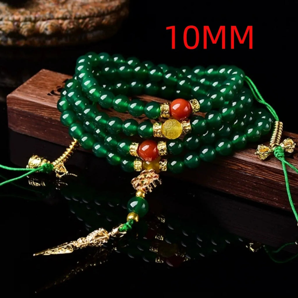 Brazilian green agate multi-circle bracelet showing natural stone beads in three size options