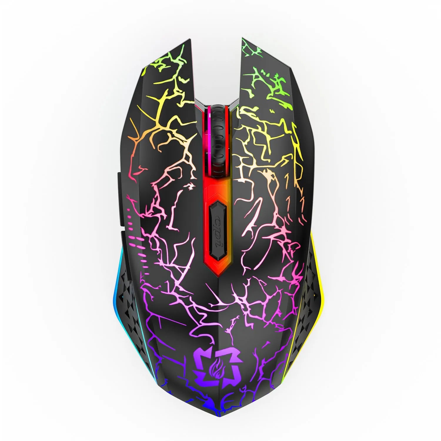 Black or white wireless gaming mouse with breathing light, 2.4G Bluetooth dual-mode, silent click, rechargeable, 132x72.3x42mm dimensions