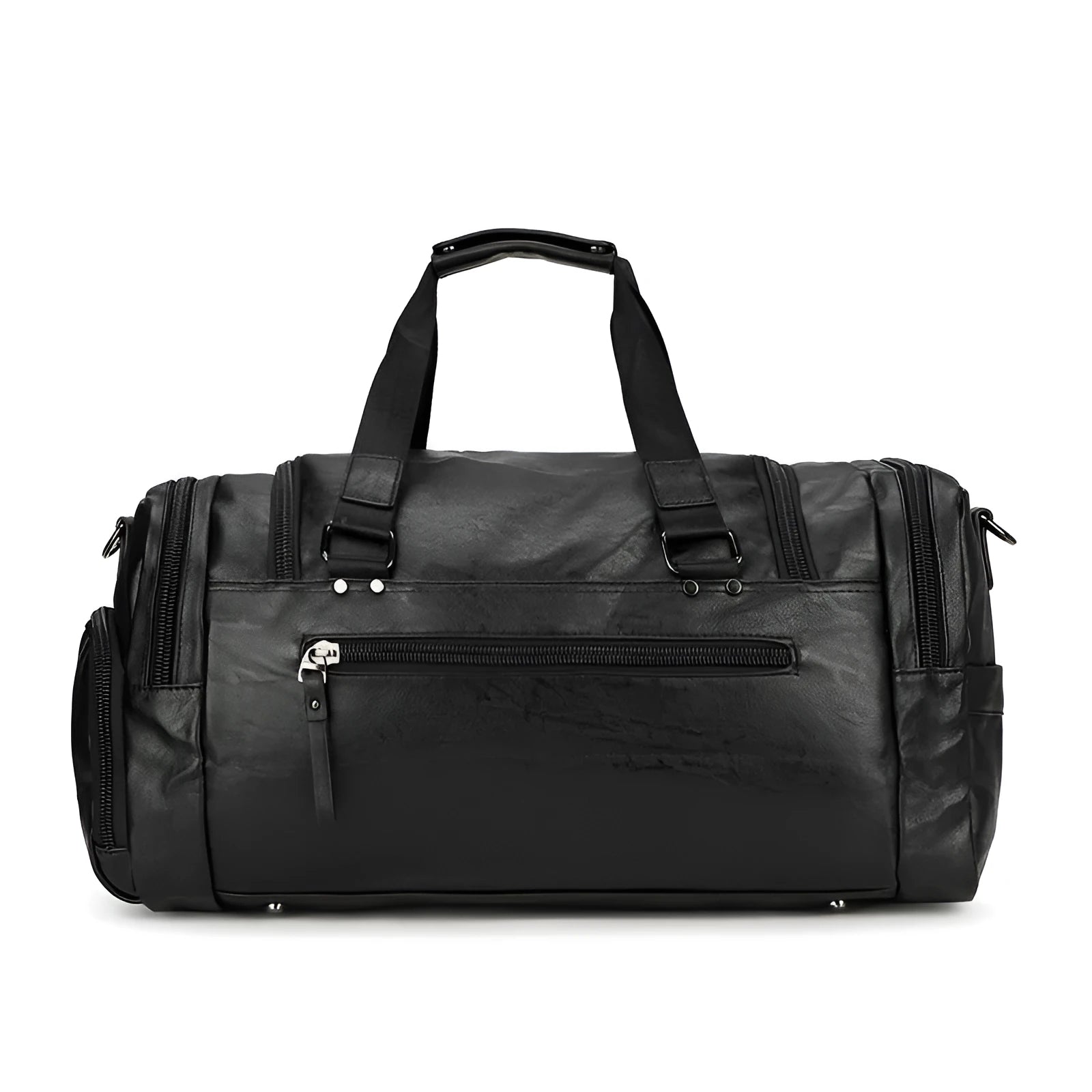 Black large capacity PU travel bag with a separate compartment for shoes