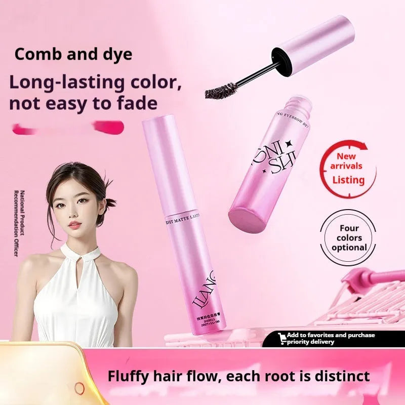 Long-lasting velvet fog eyebrow cream in 4.5g tube with grey and brown shades for natural makeup