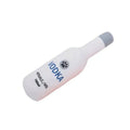 Plush wine bottle pet toy for dogs and cats with squeaker and crinkle sounds in six colour options