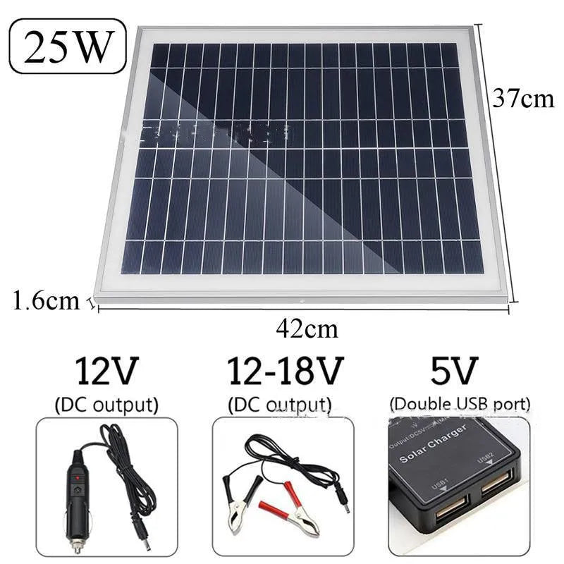10W polycrystalline silicon solar panel with dual USB charging ports for outdoor use