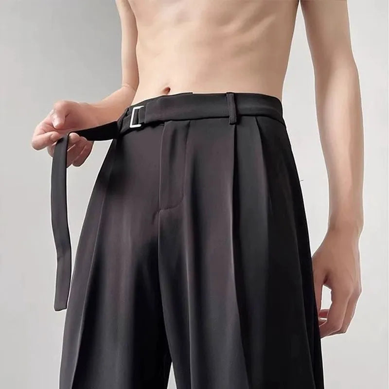 Black straight wide leg trousers with loose fit and straight leg opening