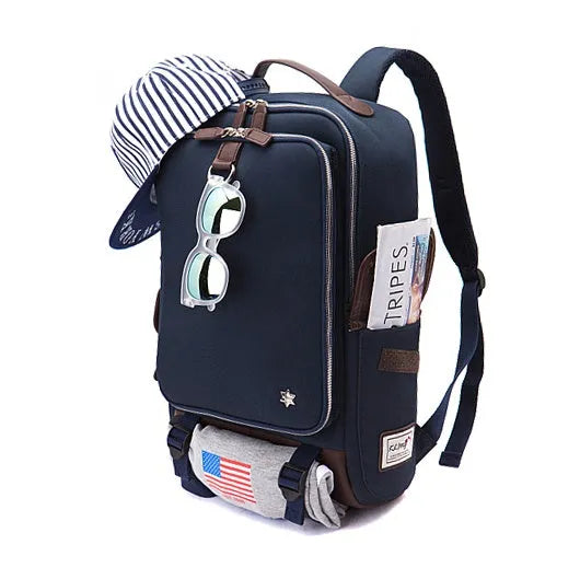 Large Oxford cloth backpack for men in multiple colours, showing dimensions of 30cm wide by 46cm high.