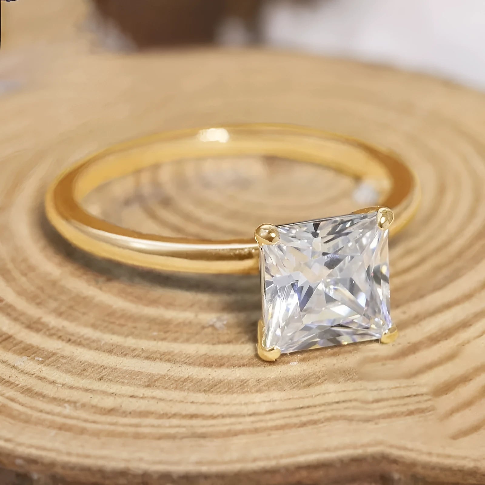 925 silver zirconium geometric women's ring in gold, rose gold, or silver colour on size chart