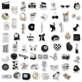 61-piece black and white PVC waterproof stickers for laptops and coffee cup painting