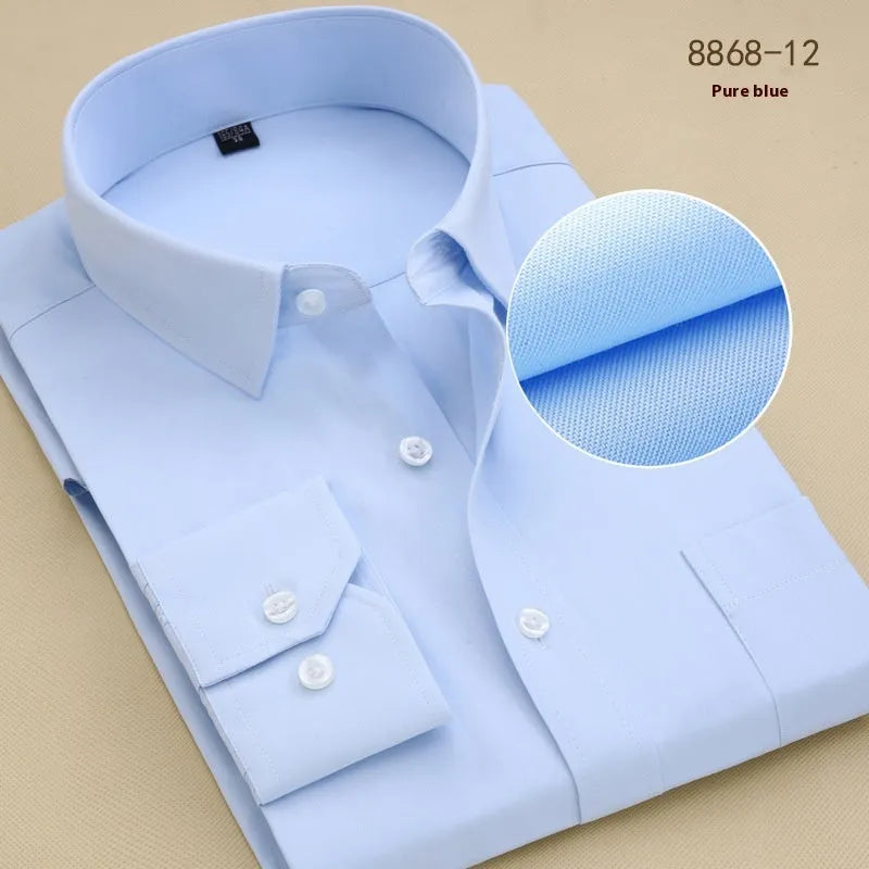 Men's black slim fit business shirt with long sleeves in cotton fabric