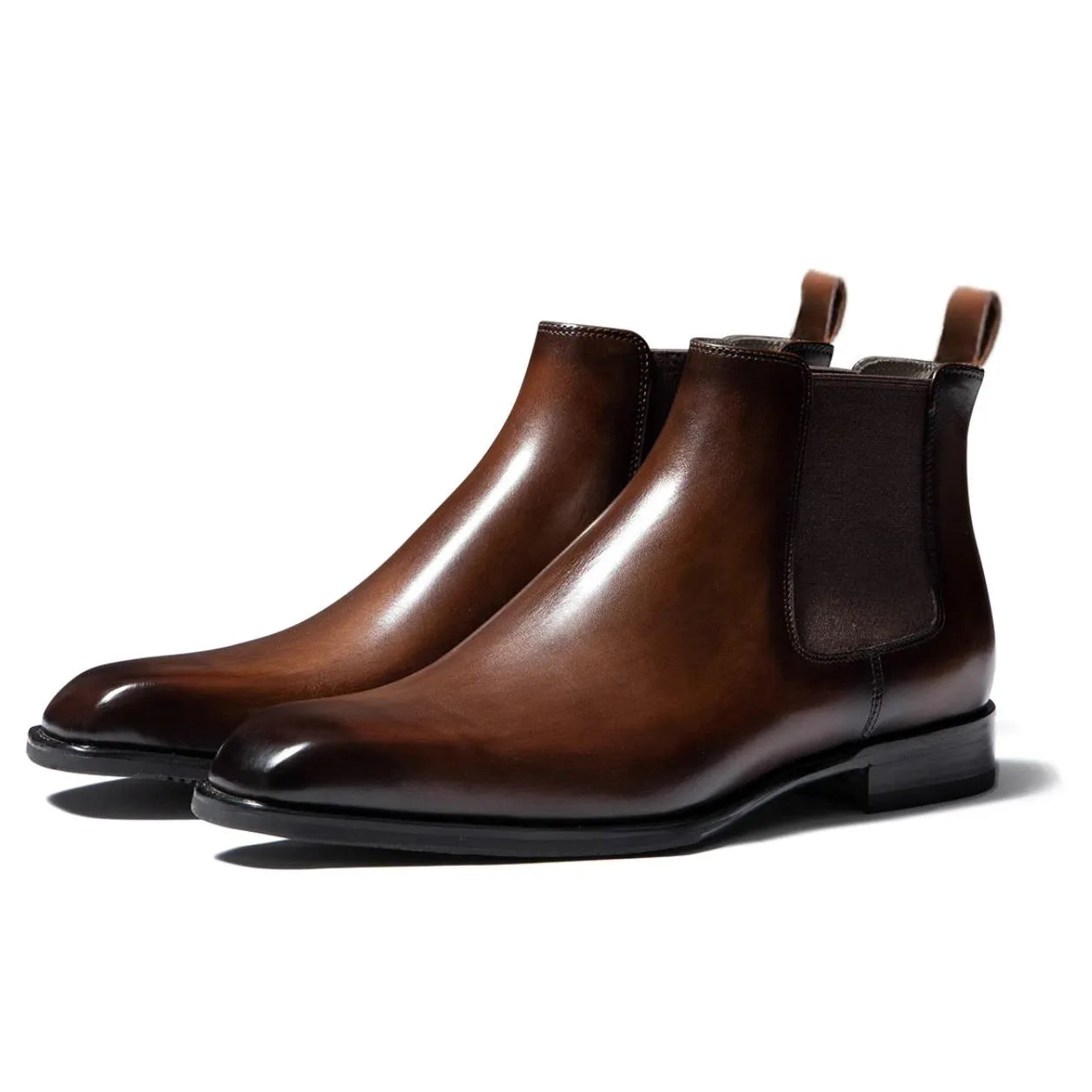 Chelsea men's vintage handmade boots front lace-up low heel 1-3CM artificial PU upper black