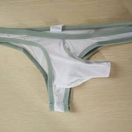 Men's Ice Silk nylon briefs in Army Green colour, showing front design.