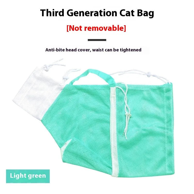 Five-generation cat grooming wash bag in grey and white colour with detachable design