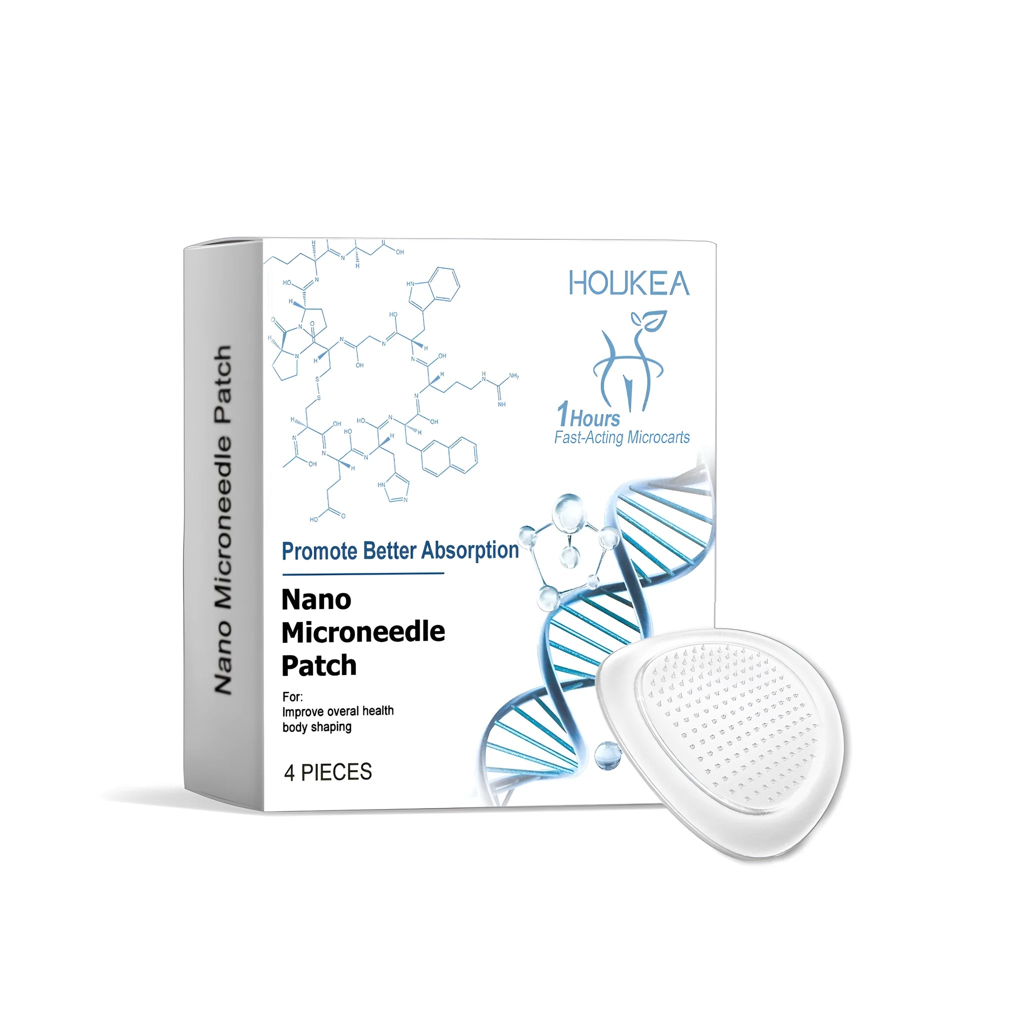 Four nano microneedle patches for facial skincare treatment with botanical ingredients