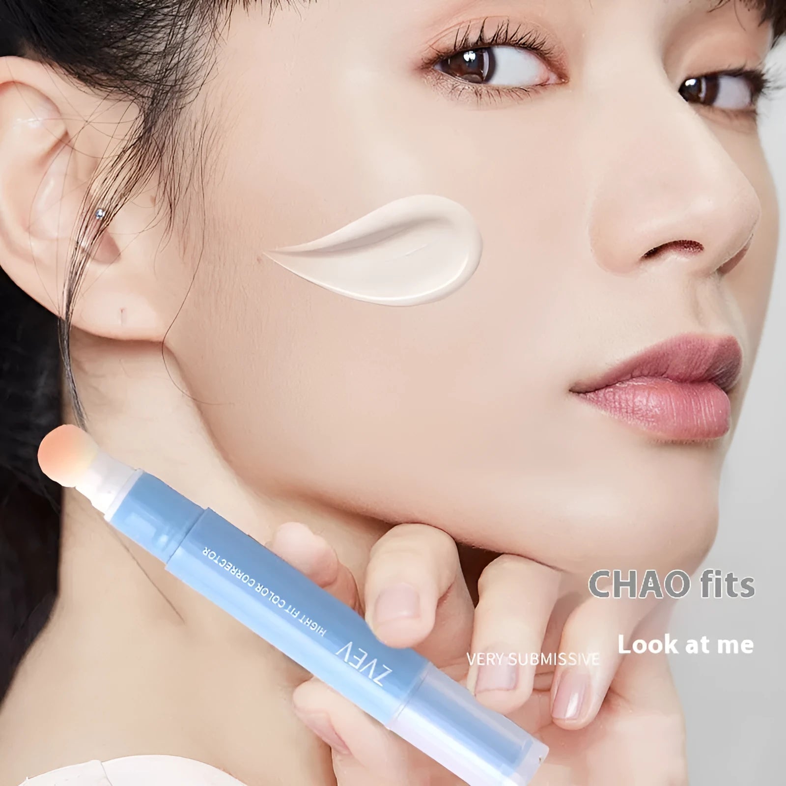 Concealer cream with sponge brush head applicator in three shade options