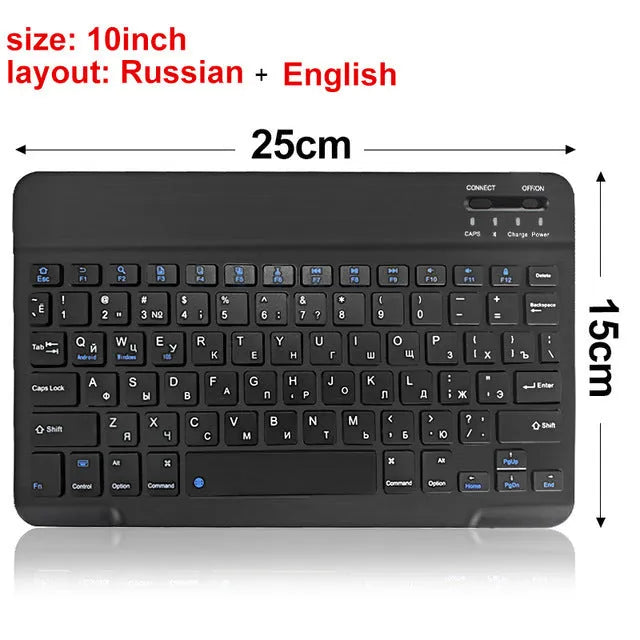 Mini Bluetooth wireless keyboard in black or white for tablets up to 10 inches