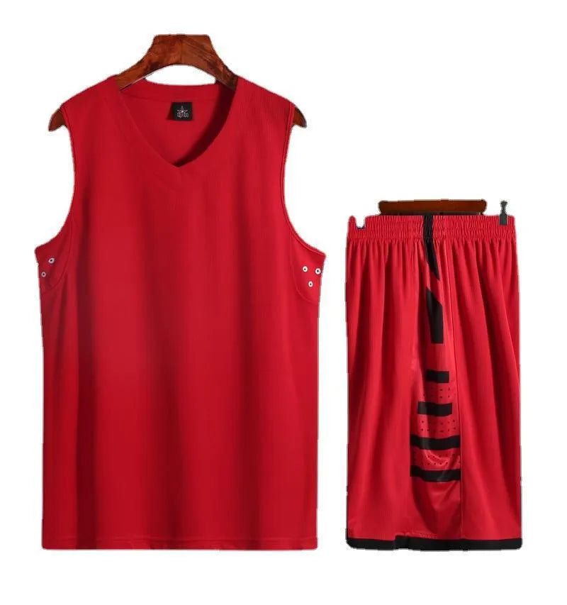 Unisex white breathable sports vest and pants set for basketball training on a mannequin