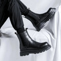 Chelsea men's high-top smoke pipe Martin boots in imitation leather with rubber sole and sewing thread detail