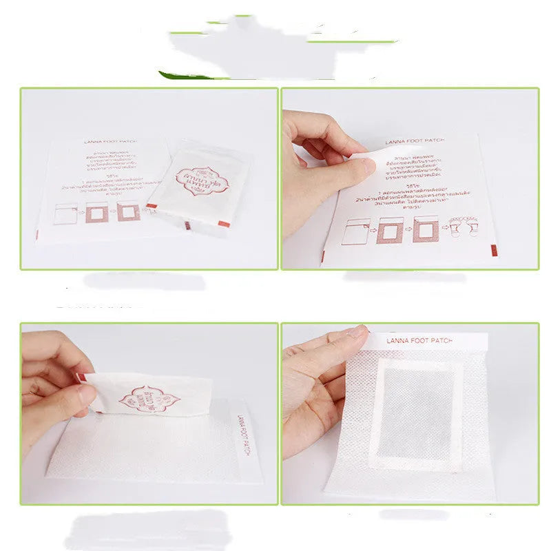 Pack of 10 relieving fatigue foot patches for tired foot nourishment and comfort