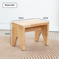 Wooden shoe changing stool with distressed finish and bracket leg structure