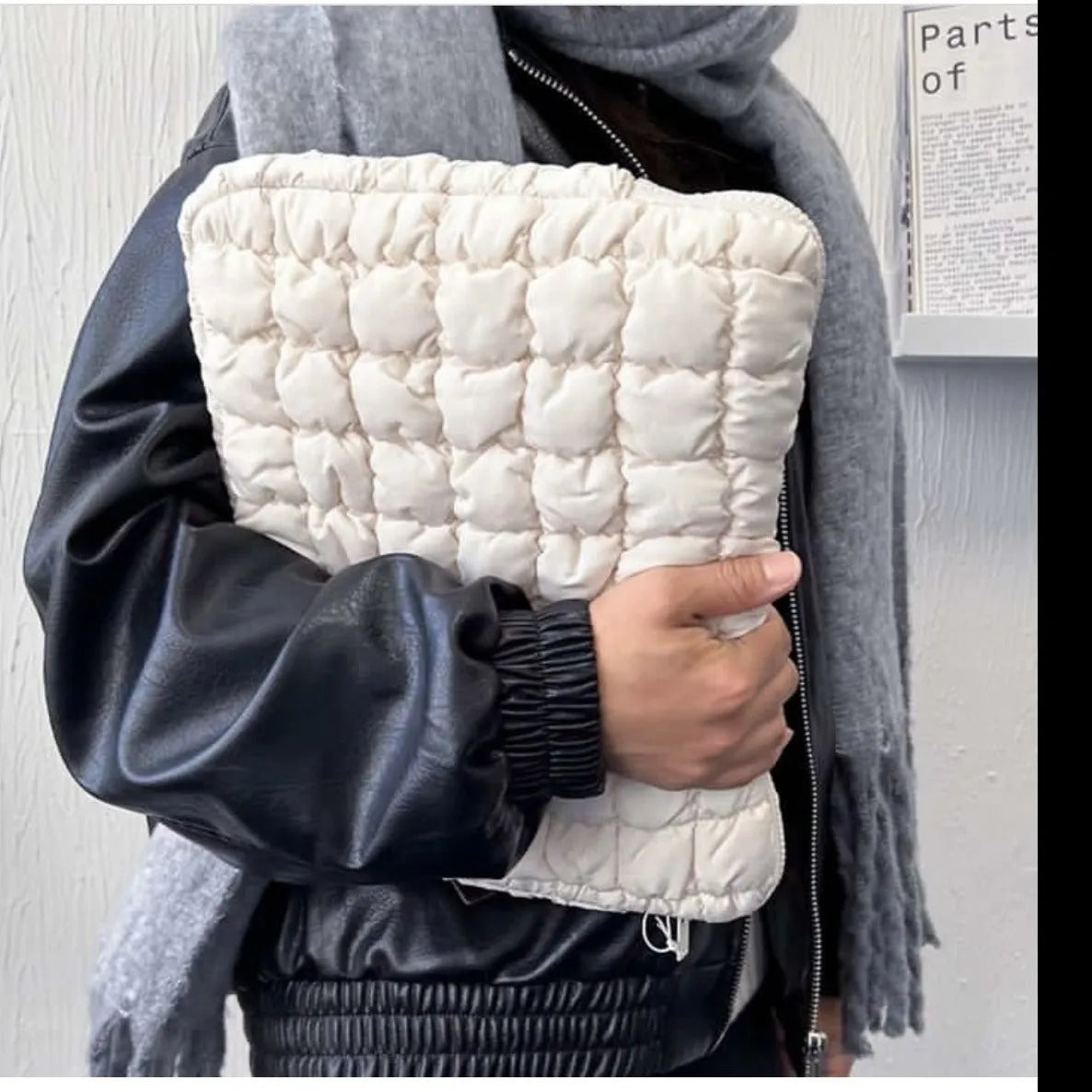 Large capacity cloud cotton nylon laptop bag in black or white colour with size options for 11-inch to 15.6-inch laptops