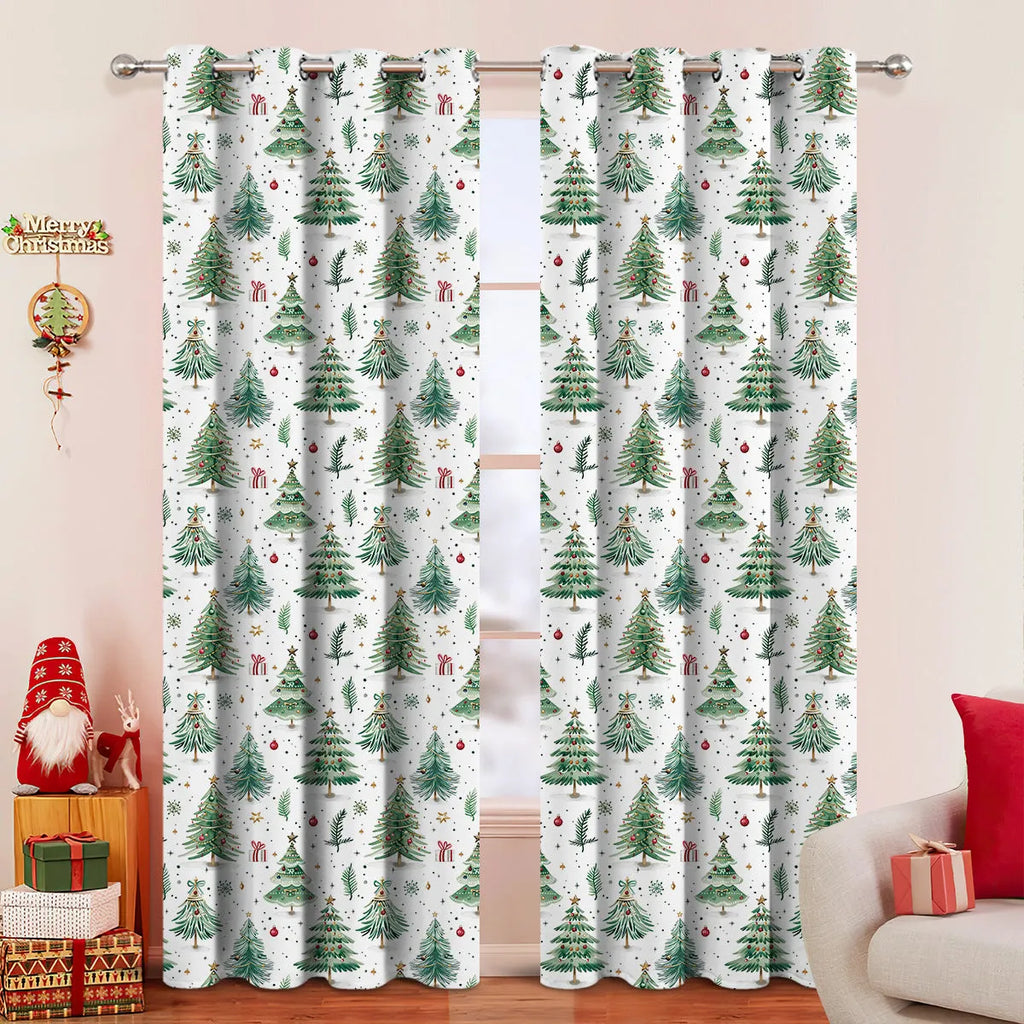Christmas Forest Punching design polyester shading curtain showing punched pattern detail