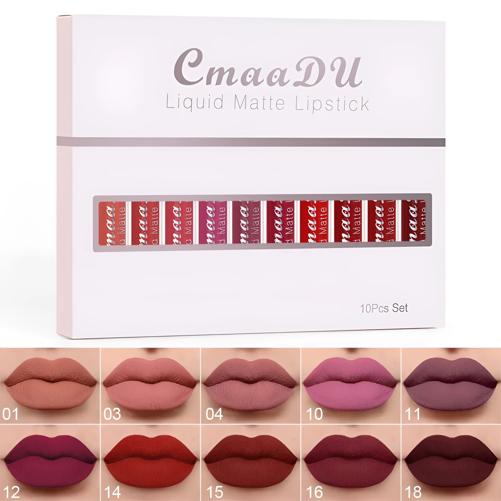 10 pcs matte waterproof long lasting lip gloss set in multiple colours