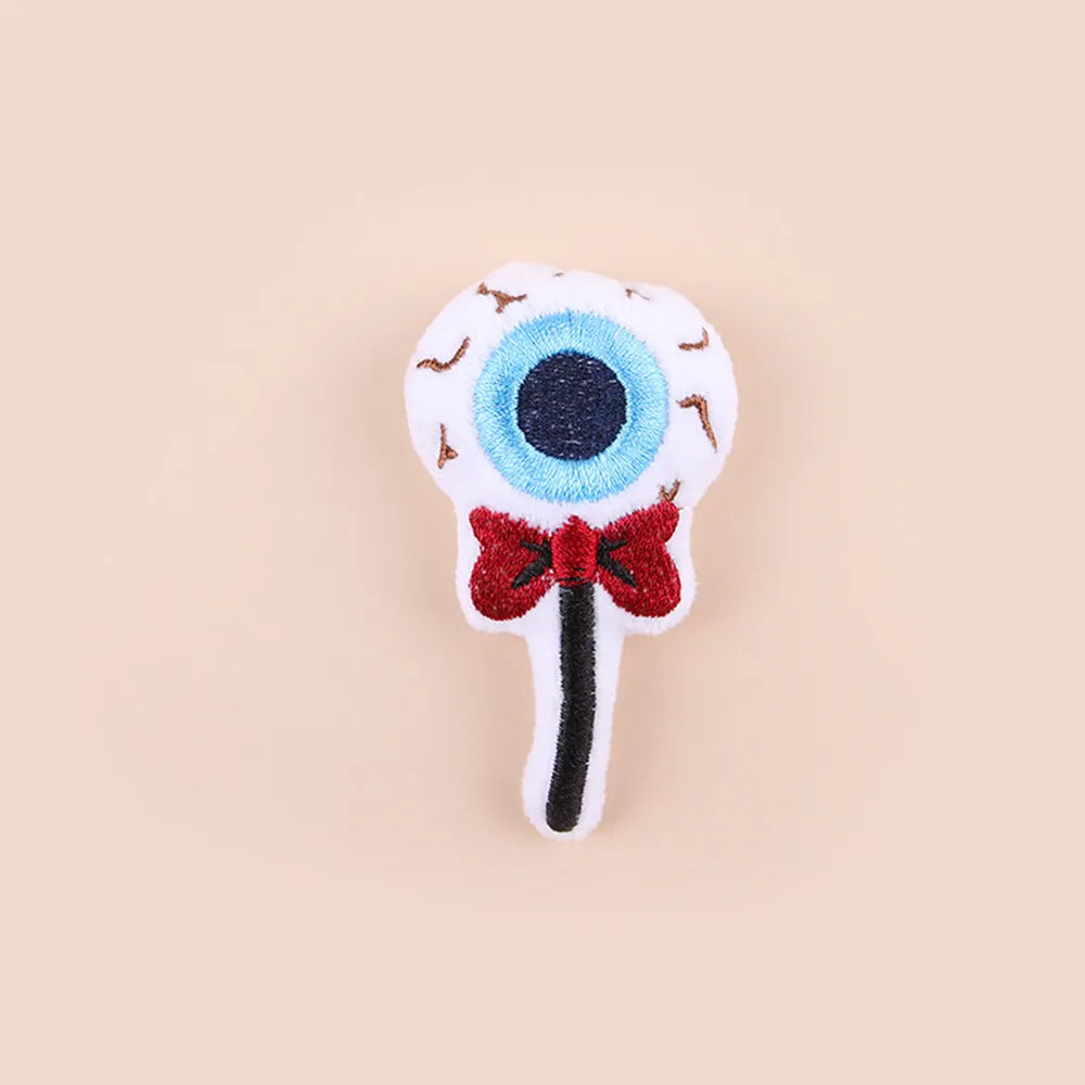Small plush cat teaser toy in candy, eyes or skull design for pet play