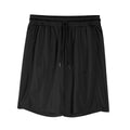 Men's black quick-drying mesh shorts with elastic waist and fifth pants length