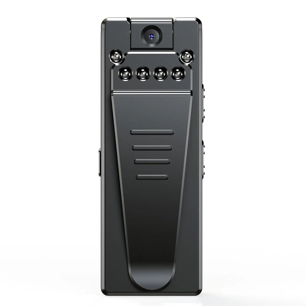 Black 1080p HD digital video camera with rotational lens for home, driving, and sports recording