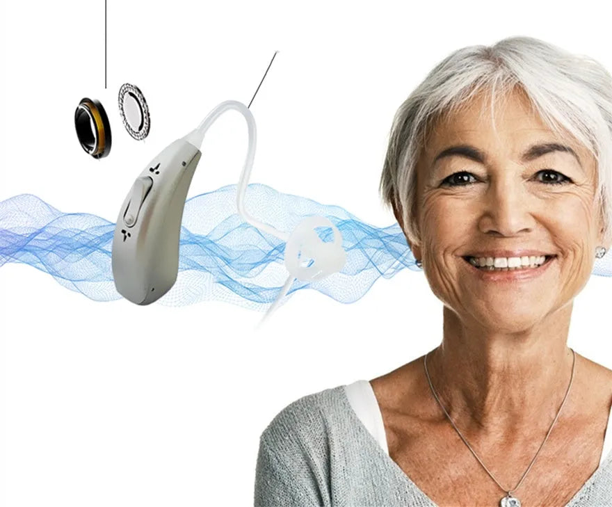 Wireless invisible hearing aid with USB charging case and three listening modes