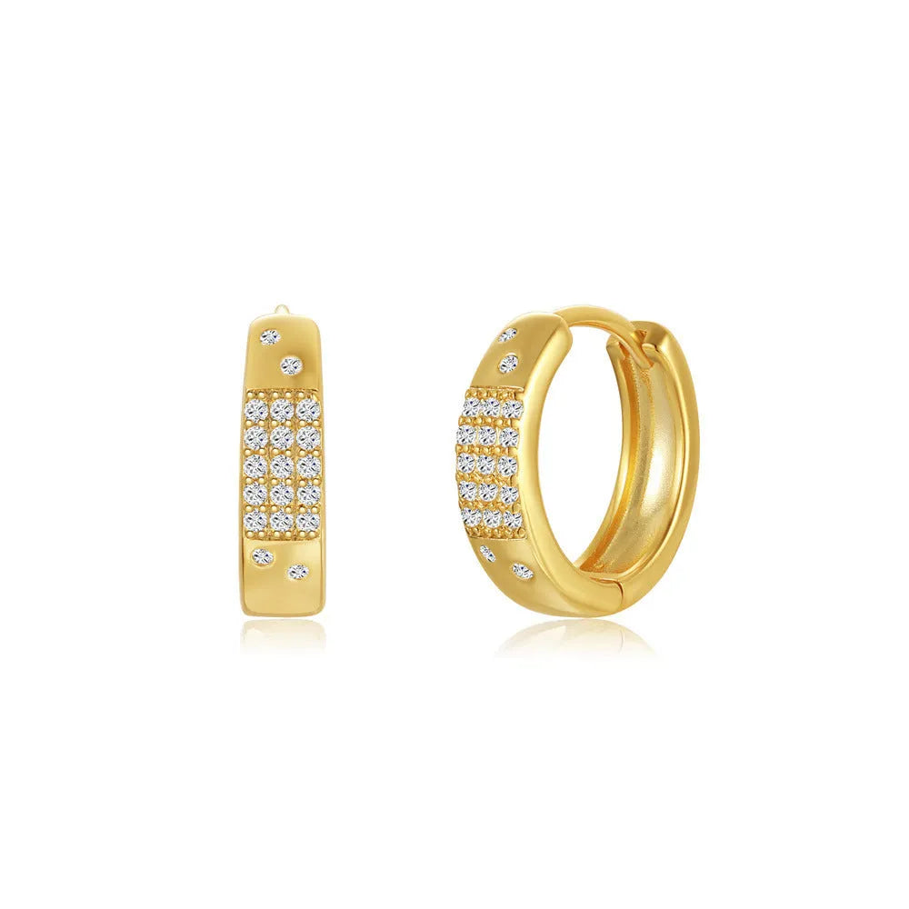 Brass diamond earclip earrings with electroplated golden finish and geometric design