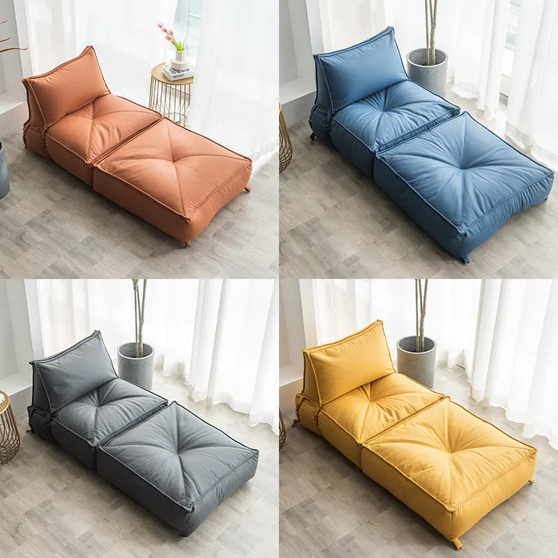 Folding back chair in fabric with fine particle fill, available in navy blue, for bedroom or living room