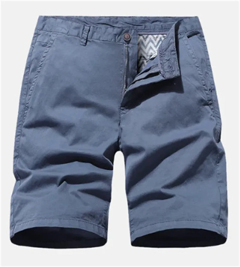Men's loose fit denim shorts with straight leg and no belt design in multiple colours