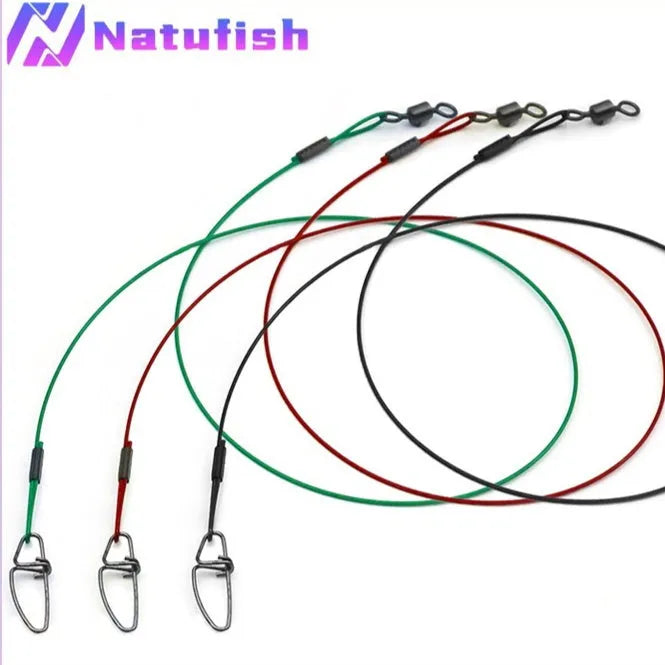 Anti-bite steel wire double buckle pin fishing gear accessories in green black red colours