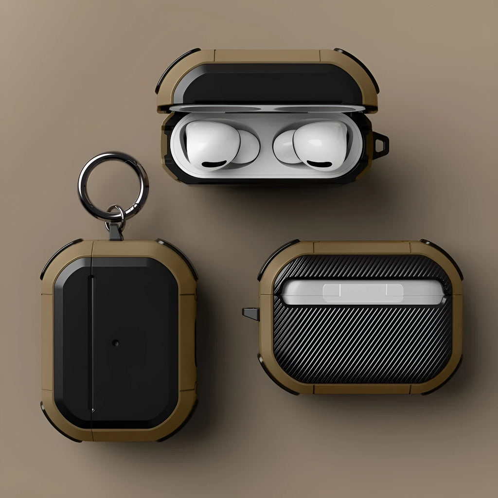 AirPods 1 2 Pro protective shell case in multiple colours including black, pink, and army green.