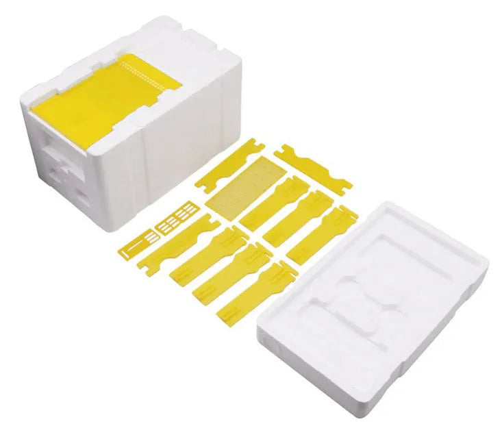 Three white EPS foam mini delivery boxes for beehive applications and queen bee transport