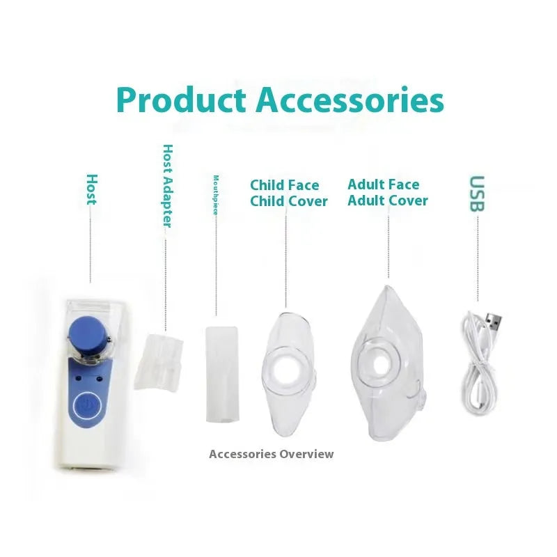 Handheld column-shaped USB nebuliser with plastic housing for portable room humidification