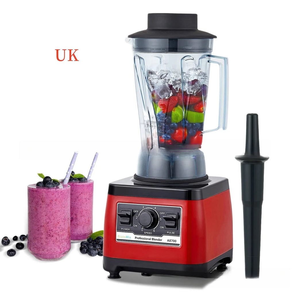 Red commercial blender with 2200W power and 2-litre capacity for professional kitchens