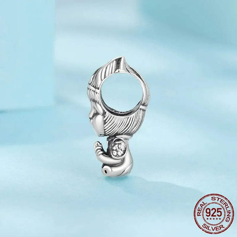 Cartoon S925 sterling silver bead with pearlescent finish, 1.3x0.6cm, colour SCC3122