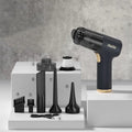 Black wireless handheld car vacuum cleaner with inflation function and multiple nozzle attachments