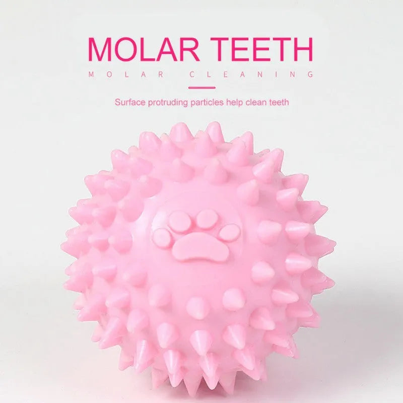 Blue TPR dog chewing toy with footprint design and soft bulging texture for tooth cleaning