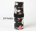 Square canvas rolling pencil case with ballet girl print, shown in multiple hole capacity sizes.