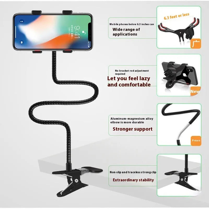 Metal lazy stand gadget bedside mobile phone clip rotary multifunctional desktop stand black colour