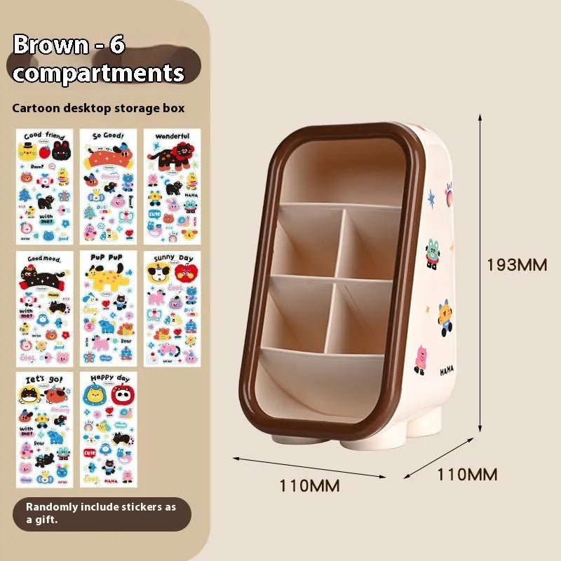 Cartoon style plastic desktop storage organiser with 2L capacity and grid compartments
