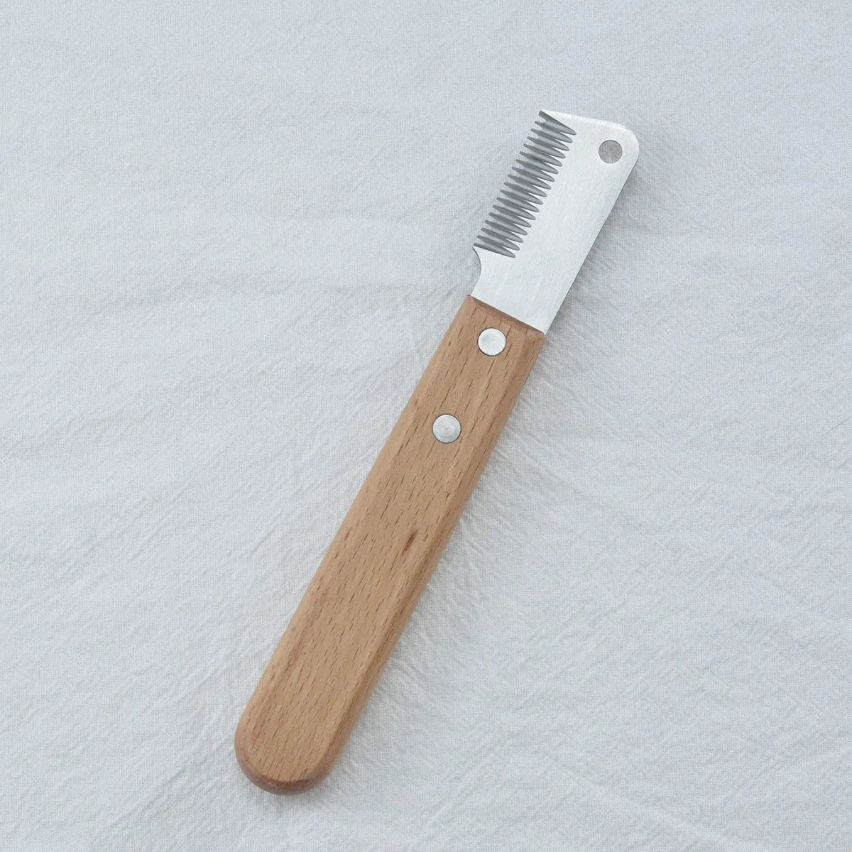 Pet stripping comb grooming tool with wood handle in two sizes for dogs and cats